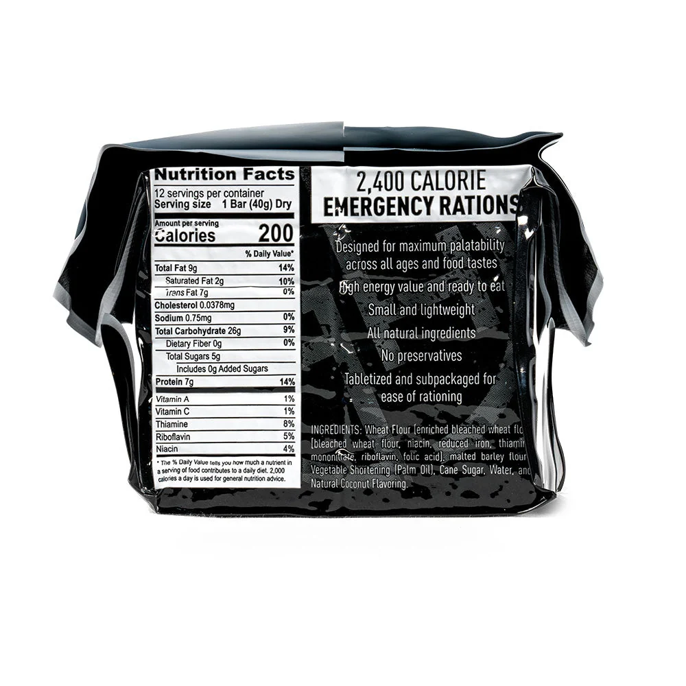 Emergency Ration Bars (7-Pack) / 2400 Calories per Package (16,800 Calories Total) - Image 2