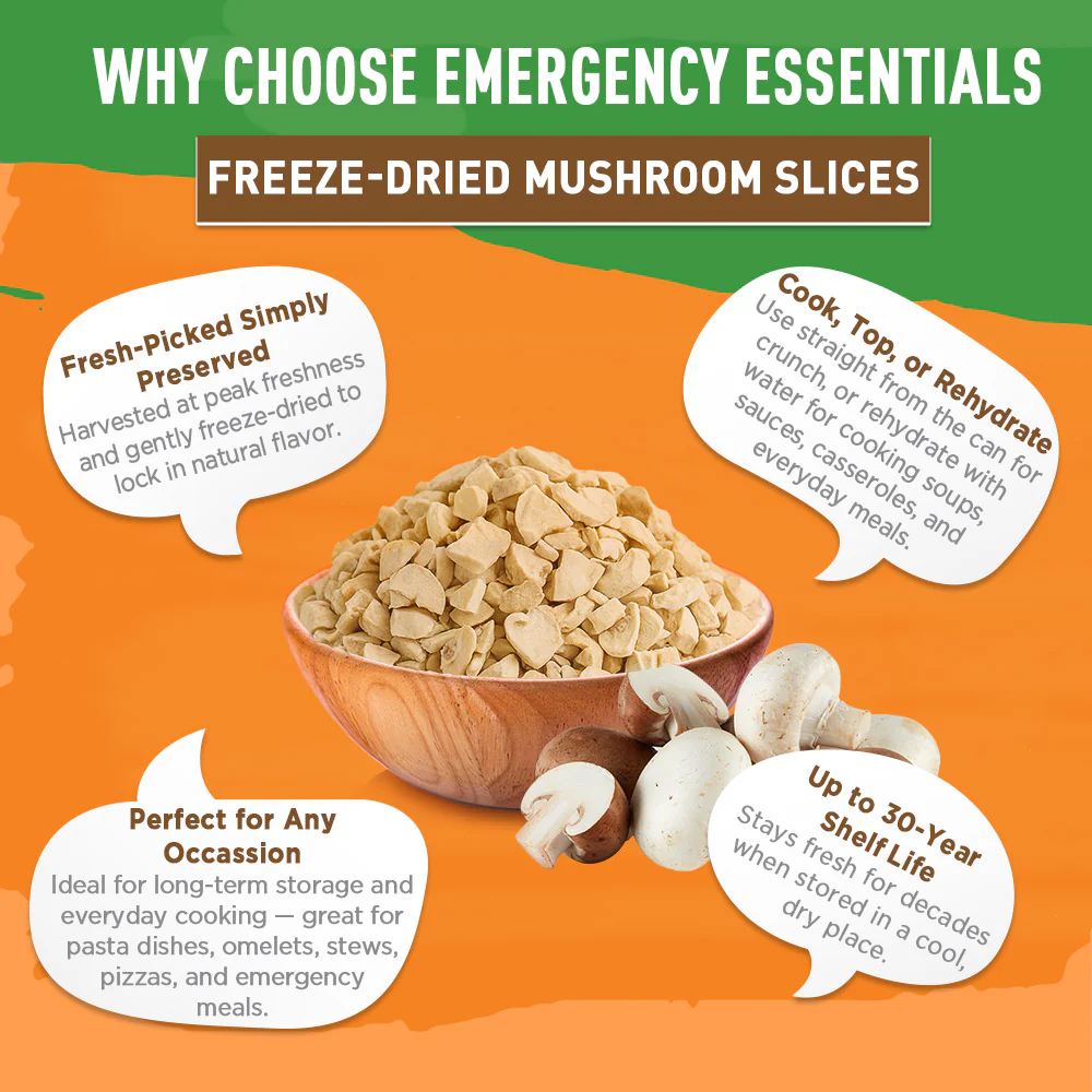 Emergency Essentials® Freeze-Dried Mushroom Slices Large #10 Can - Image 5